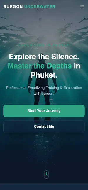Burgon Underwater website preview mobile