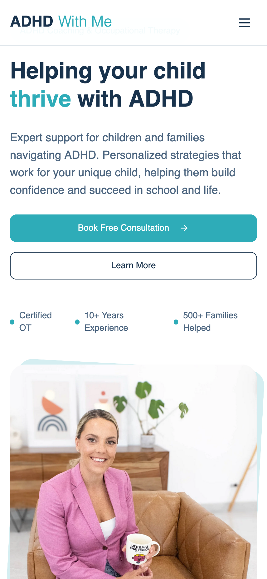 ADHD With Me website preview mobile
