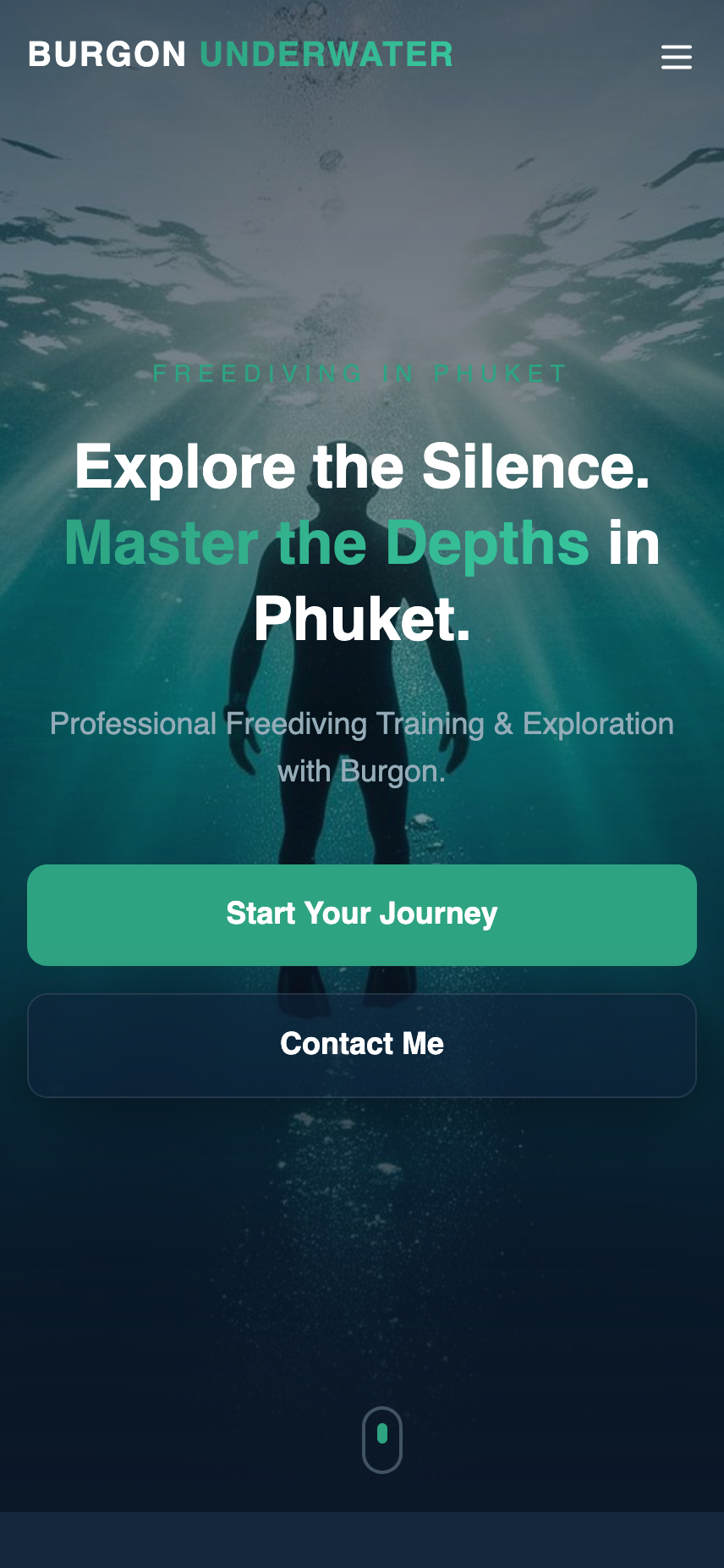 Burgon Underwater website preview mobile